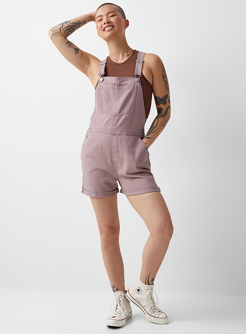 Twik Lilacs Colourful denim overall-shorts for women