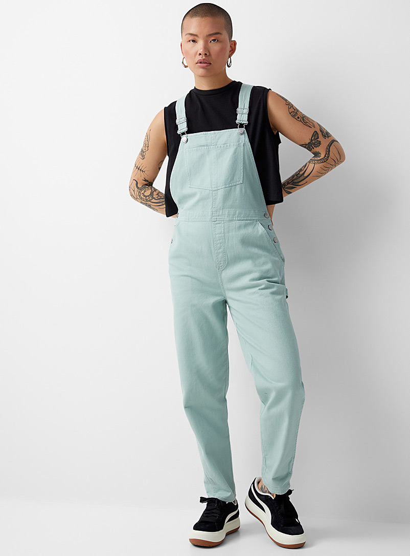 Twik Lime Green Colourful denim overalls for women