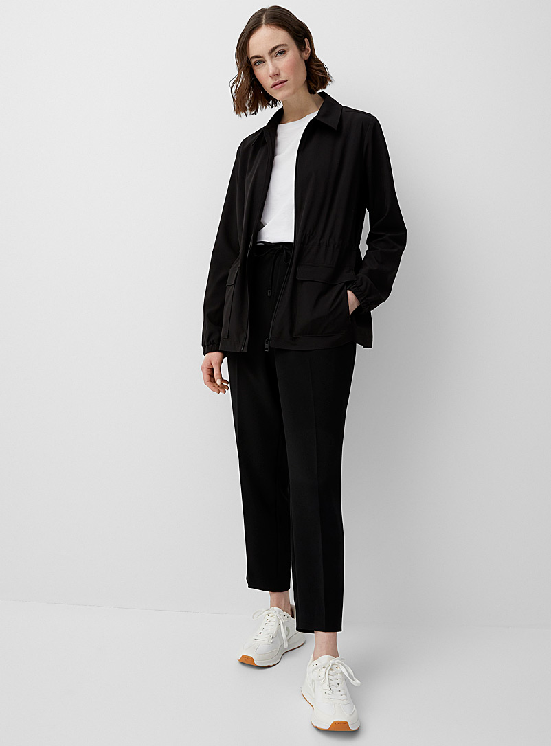 Contemporaine Black Stretch fabric zip-up jacket for women
