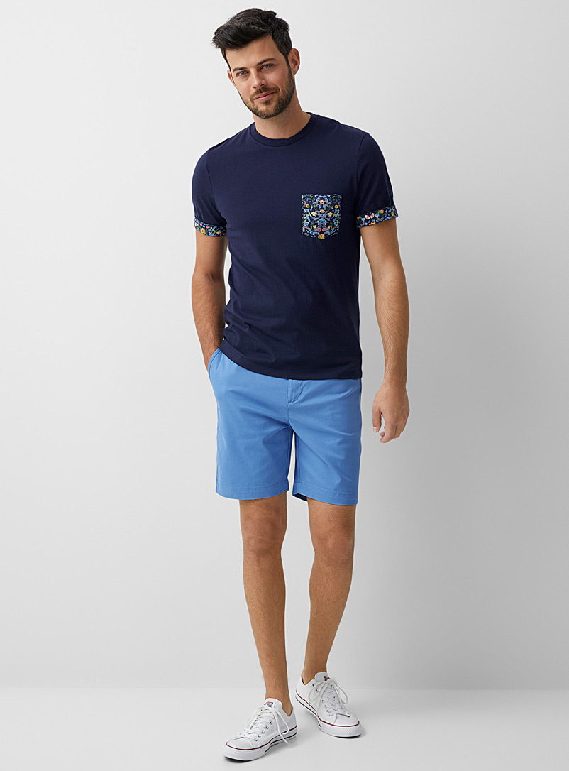 Le 31 Blue Minimalist chino short Made with Liberty Fabric for men