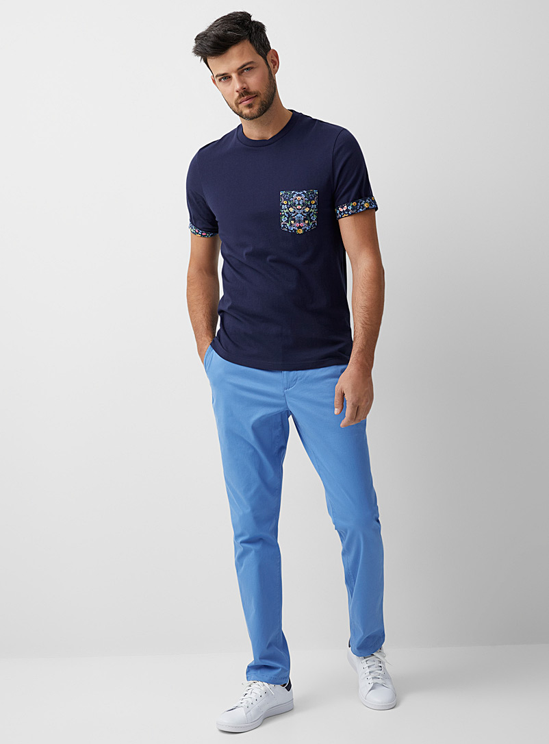 Le 31 Blue Minimalist stretch chinos Made with Liberty Fabric Stockholm fit - Slim for men