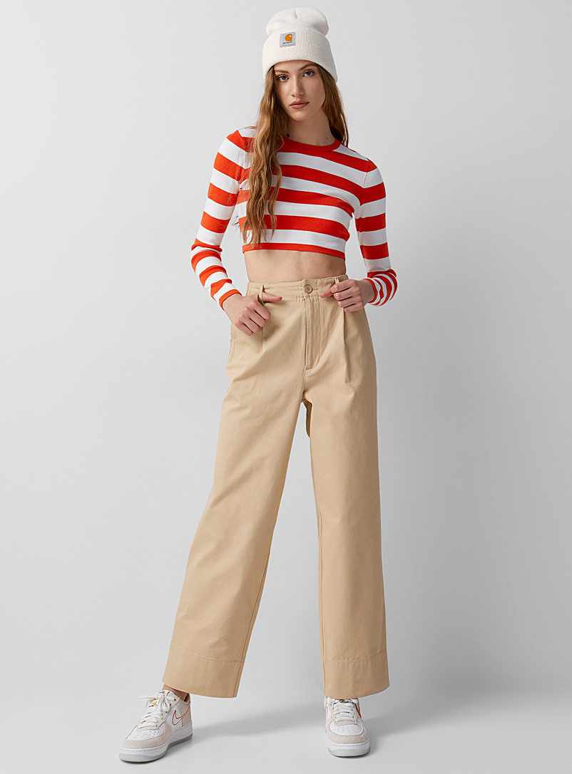 Twik Sand Pleated wide-leg chino pant for women