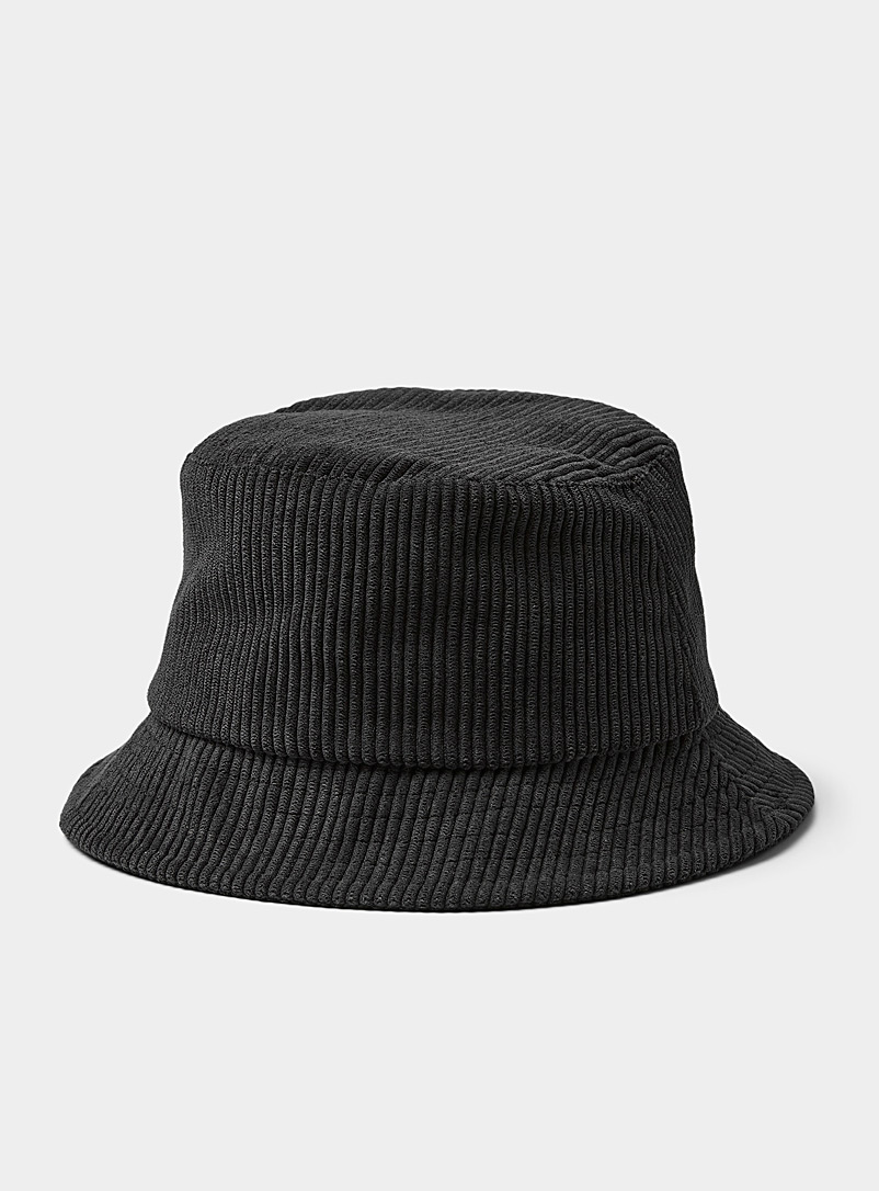 Simons Black Solid corduroy bucket hat for women