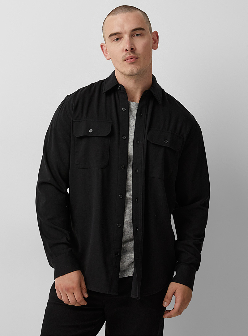 Le 31 Black Soft twill utility shirt Comfort fit for men