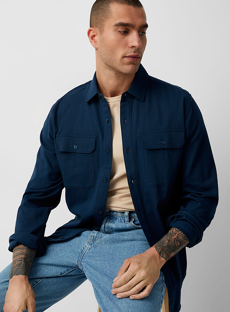 Le 31: La chemise utilitaire twill souple Coupe confort Bleu pour homme