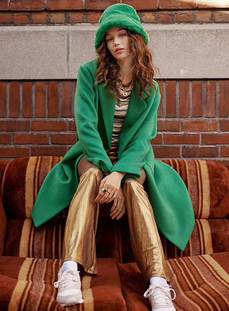 Twik: Le manteau feutré double boutonnage Vert pour femme