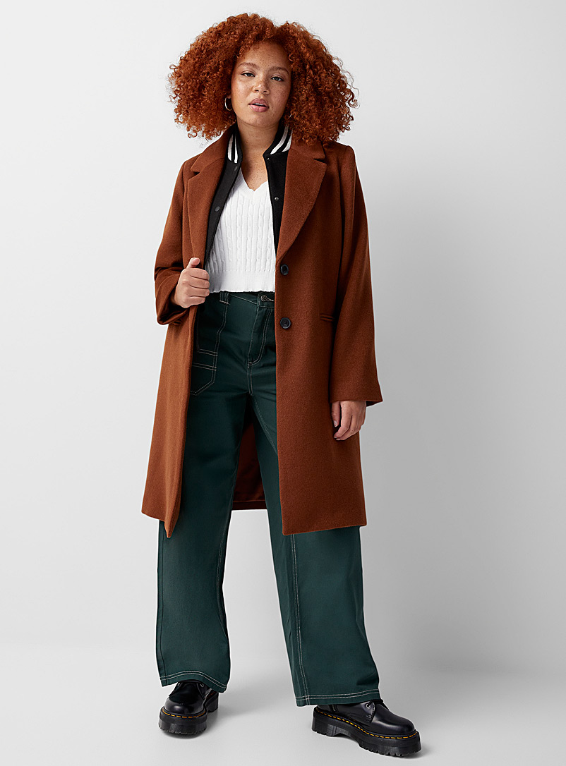 Twik Brown Collegiate felted coat for women