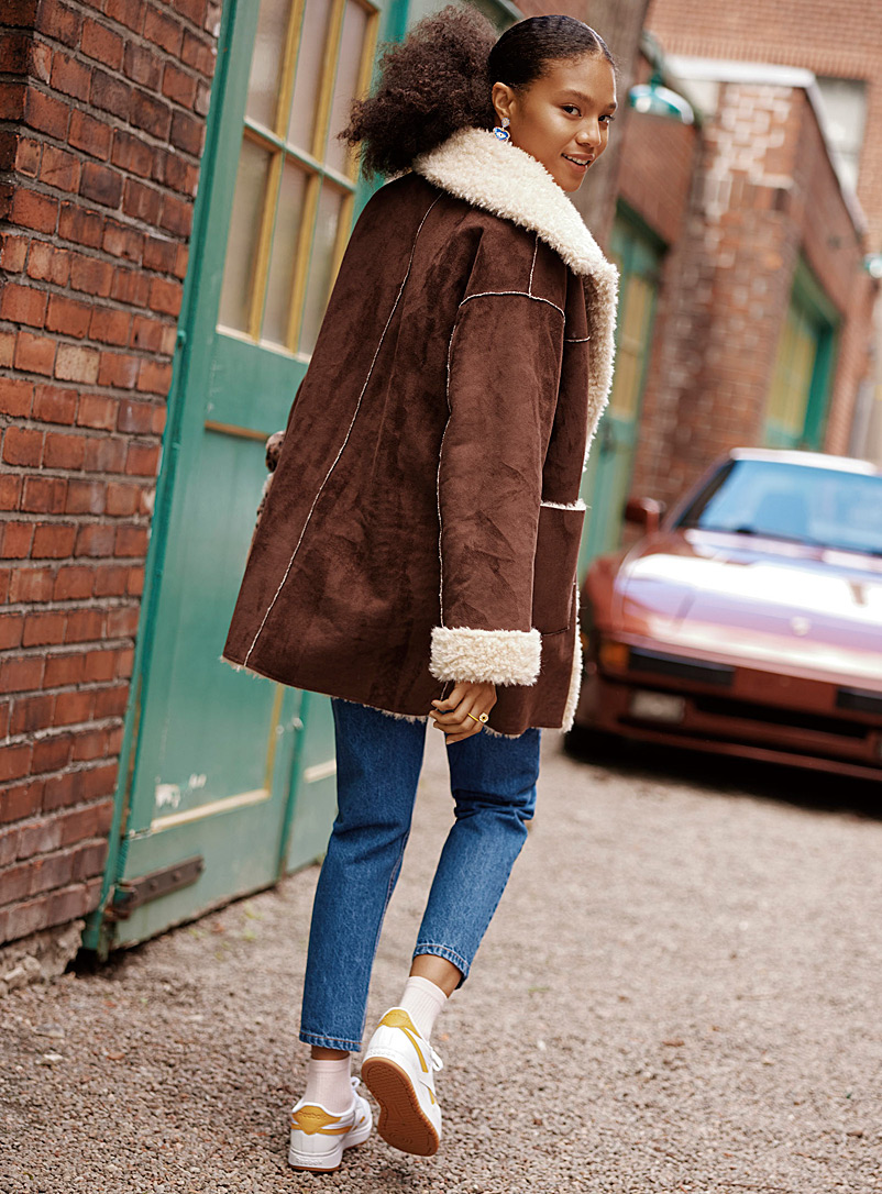 Sherpa-lined suede coat | Twik | Women's Leather and Suede Coats