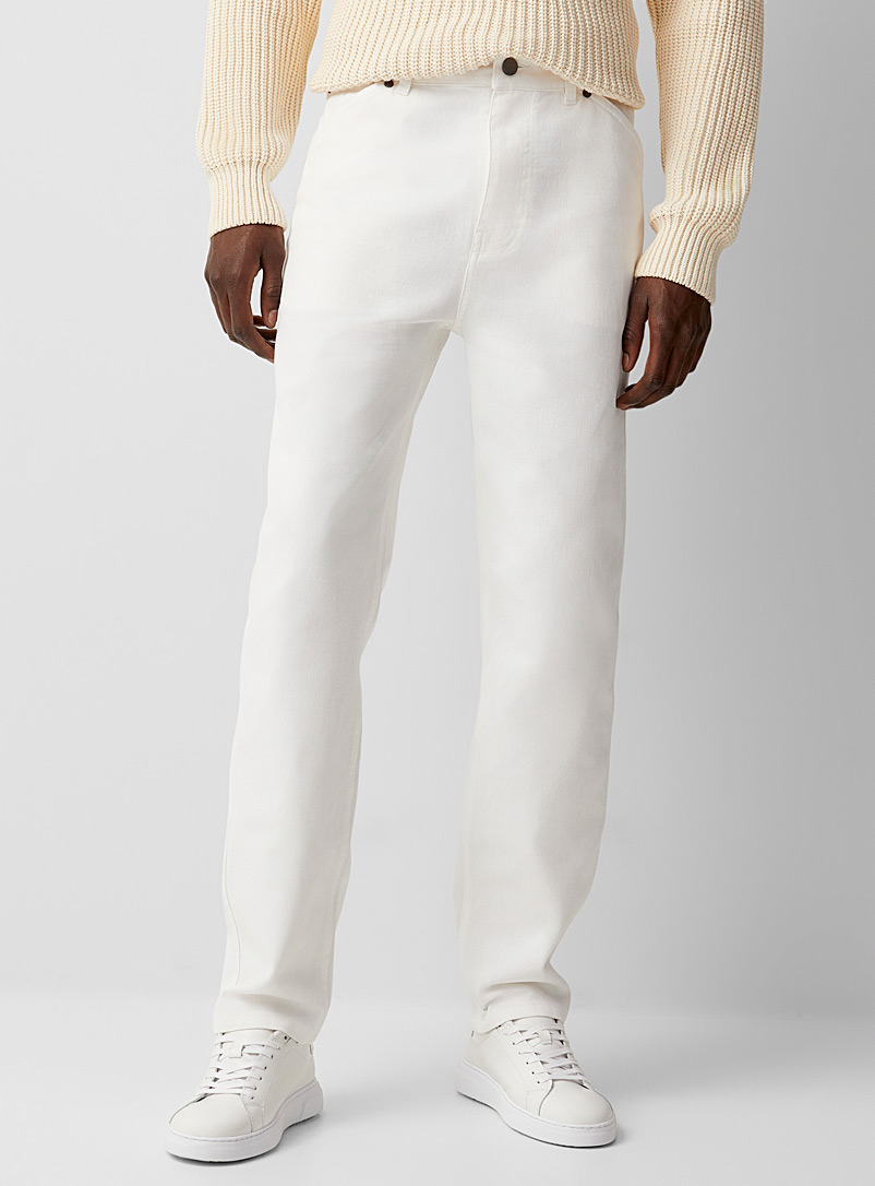 Le 31: Le jean taille haute blanc pur Blanc pour homme
