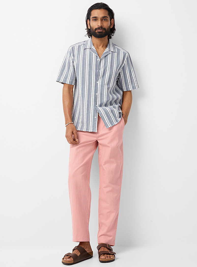 Le 31 Dusky Pink Comfort-waist organic cotton and linen pant for men