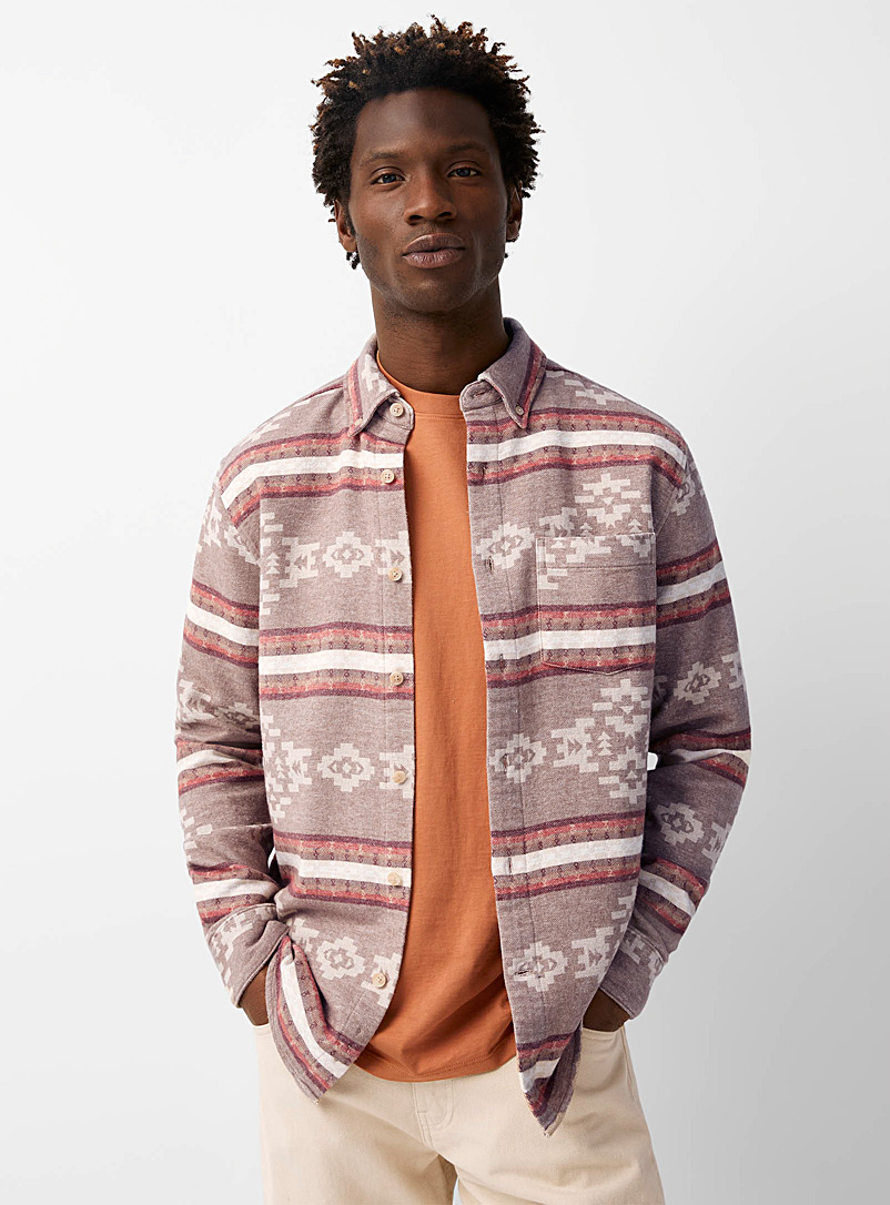 Le 31 Dusty pink Southwest flannel shirt Modern fit for men