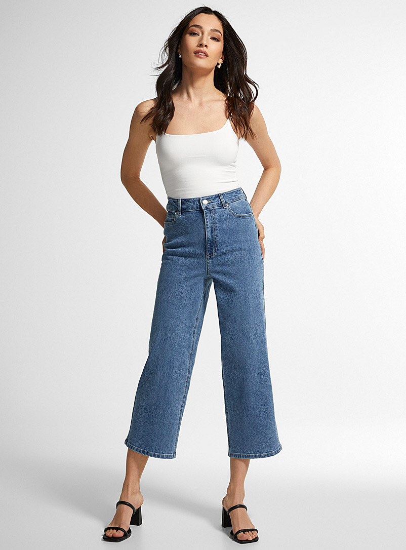 Icône Baby Blue Stretch cropped straight-leg jean for women