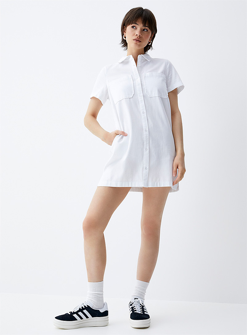 Twik White Organic cotton denim shirtdress for women