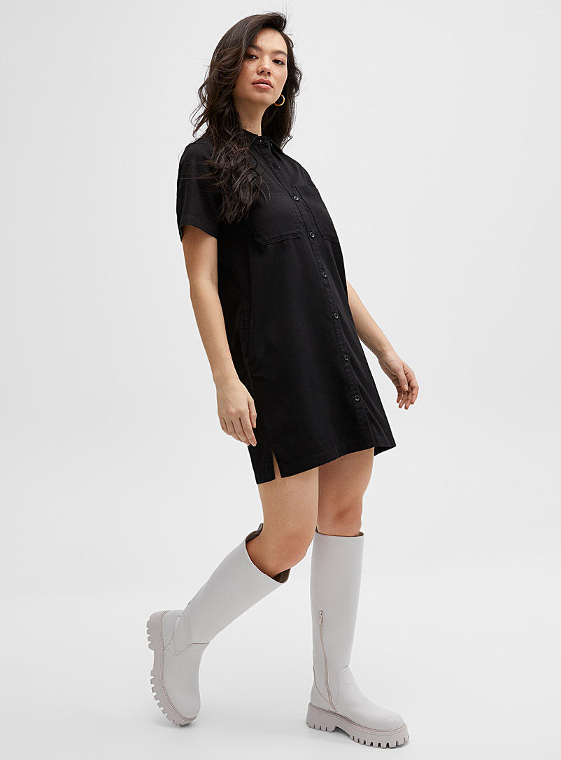Twik: La robe chemise lyocell écologique Noir pour femme