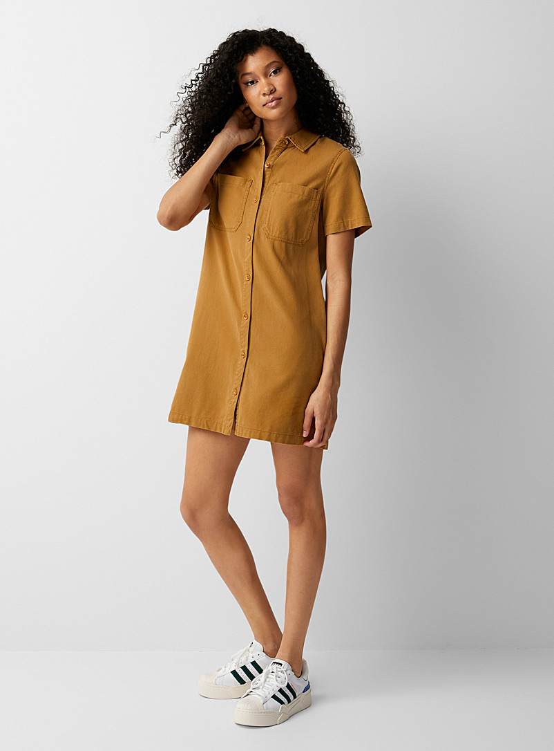 Twik Light Brown Eco-friendly lyocell shirtdress for women