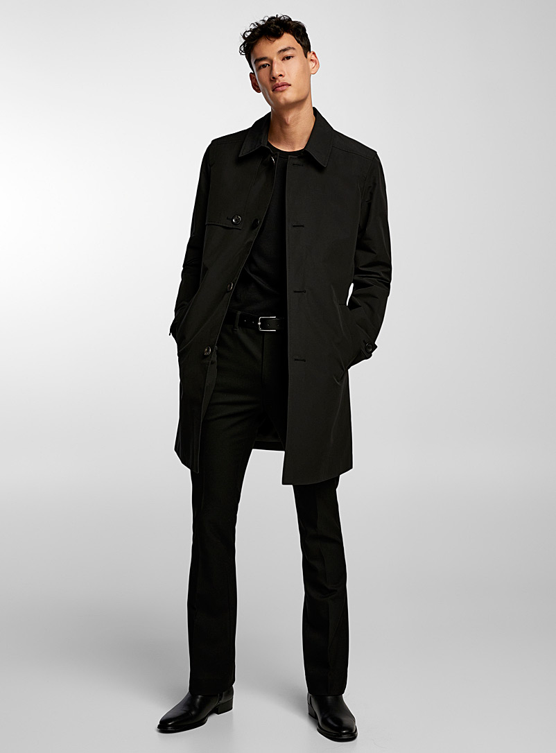 Le 31 Black Water-repellent trench coat for men