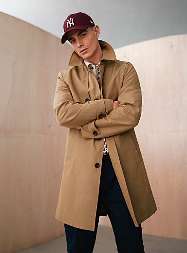 Le 31 Cream Beige Water-repellent trench coat for men