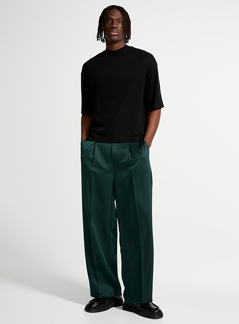 Le 31 Green Oversized satiny pant for men