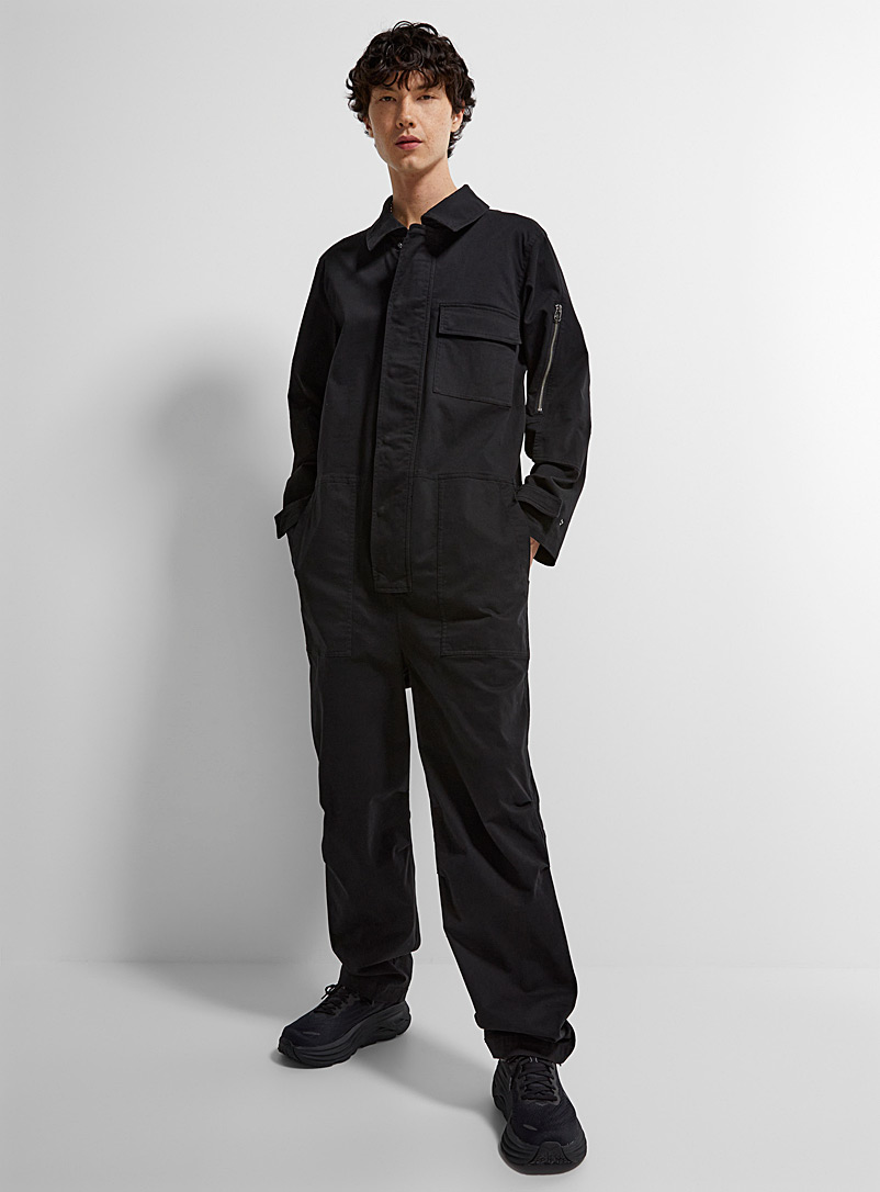 Le 31 Black Utility jumpsuit for men