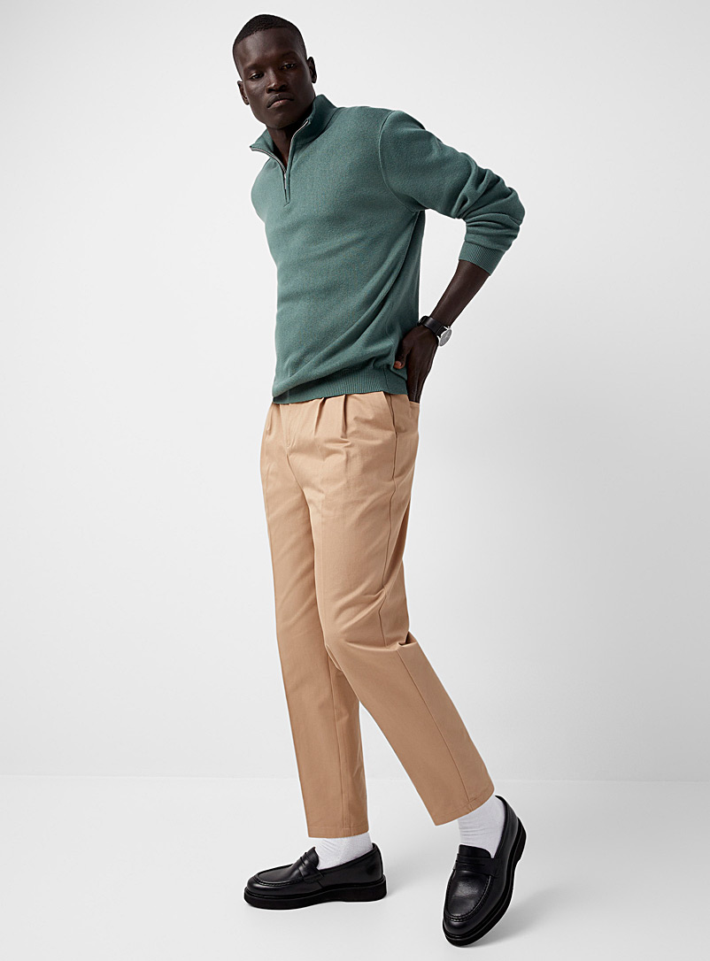 Le 31 Sand Pleated twill pant Reykjavik fit - Anti-fit for men