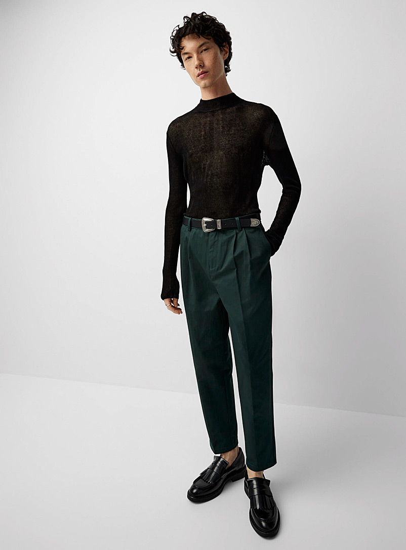 Le 31 Green Pleated twill pant Reykjavik fit - Anti-fit for men