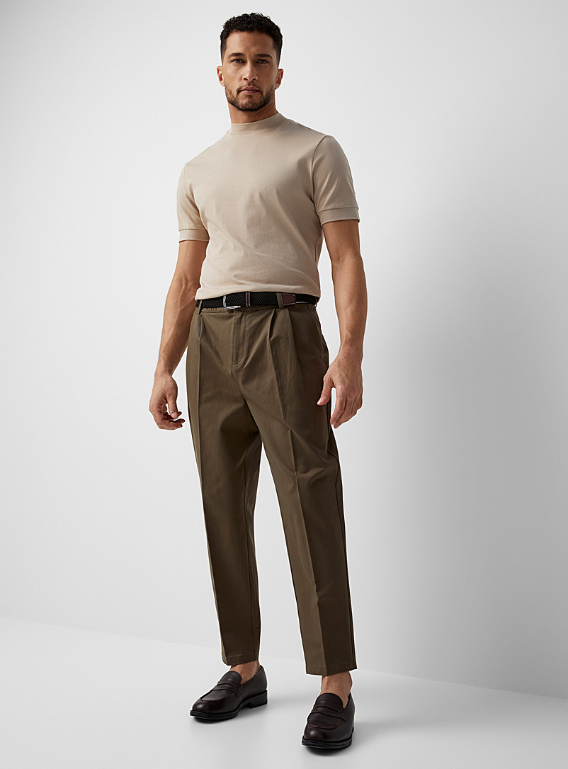 Le 31 Green  Pleated twill pant Reykjavik fit - Anti-fit for men
