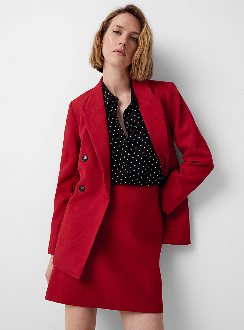 Contemporaine: La jupe courte texture sergée Rouge pour femme