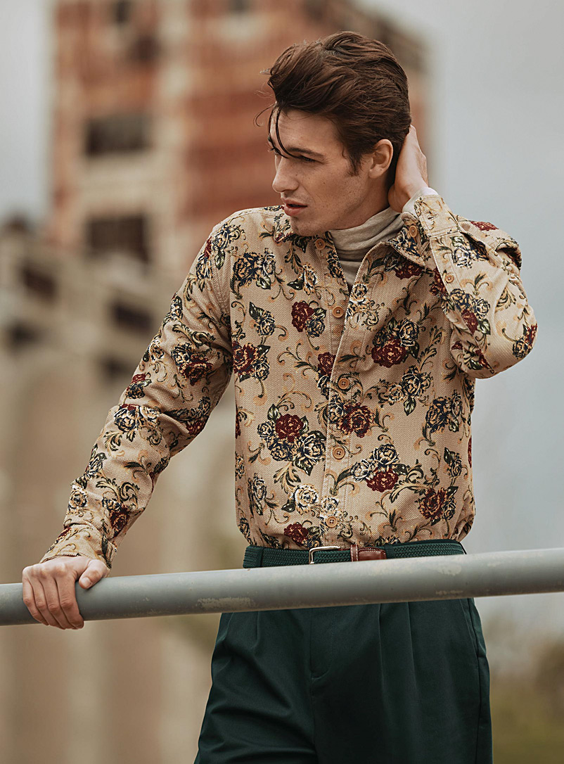 Vintage floral piqué corduroy shirt, Le 31, Shop Men's Patterned Shirts  Online