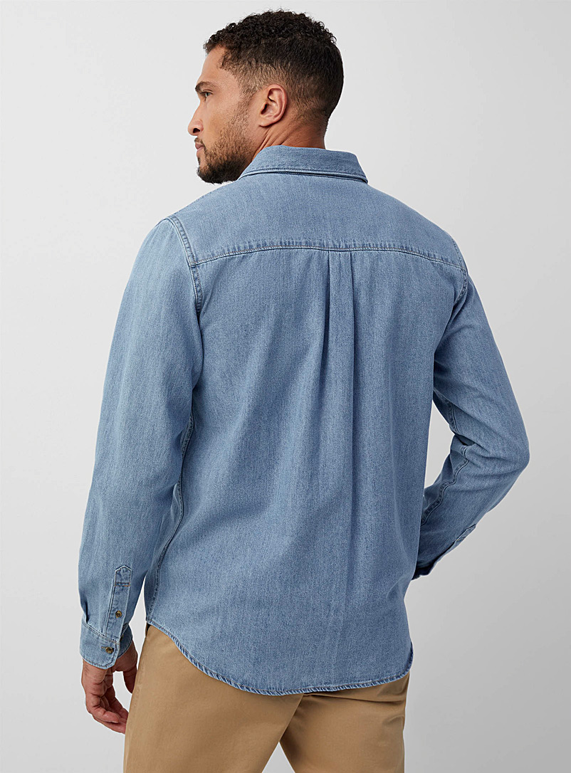 Le 31: La chemise denim &eacute;pur&eacute; <b>Coupe moderne</b> Noir pour homme