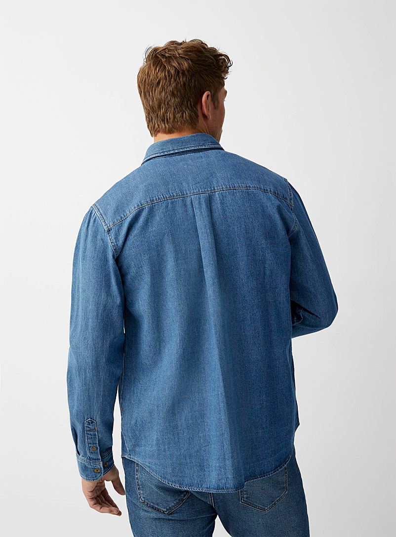 Le 31: La chemise denim &eacute;pur&eacute; <b>Coupe moderne</b> Noir pour homme
