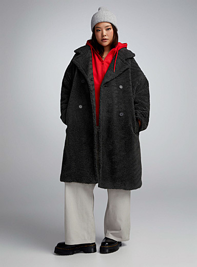 Double-breasted sherpa fleece coat | Twik | Women's Wool Coats Fall ...