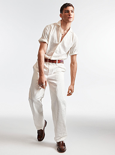 Comfort-waist organic cotton and linen pant