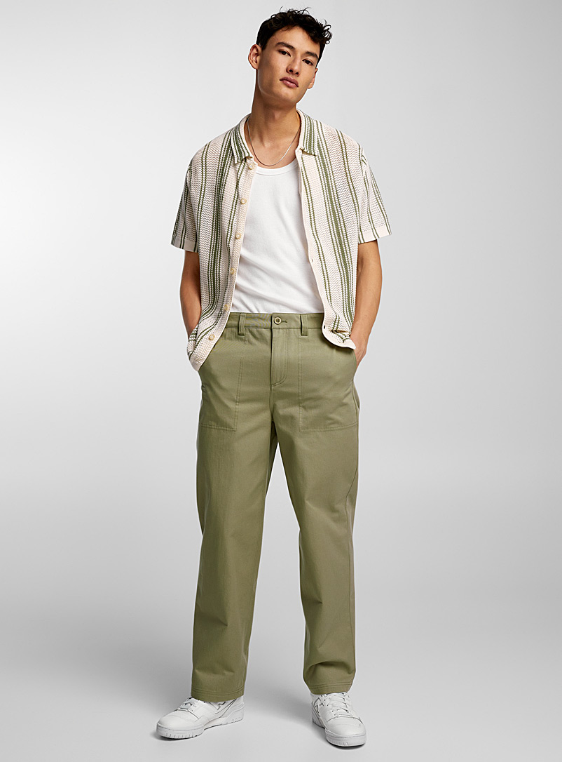 Le 31 Green Patch-pocket twill pant Straight fit for men
