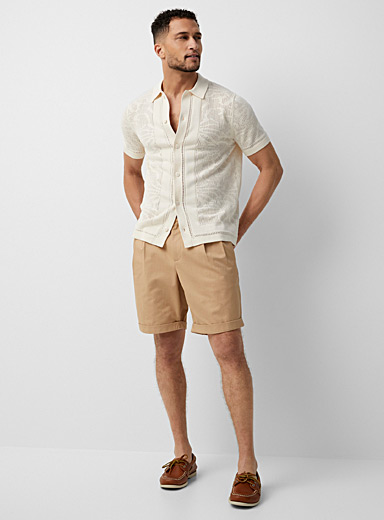 Le 31 Fawn Pleated chino short for men