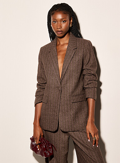 Oversized boxy reprocessed wool blazer