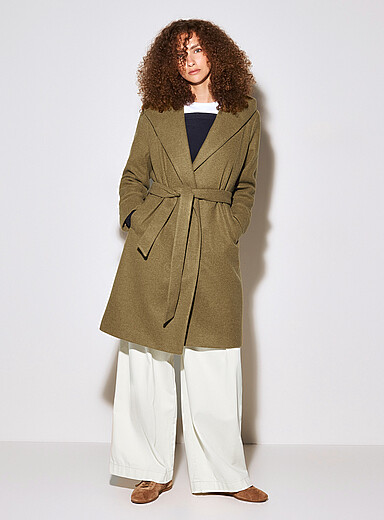 Hooded felted trench coat