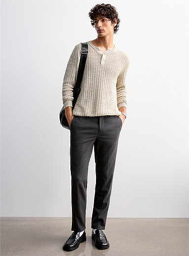 Le 31: Le pantalon lavable twill uni <b>Coupe Stockholm - &Eacute;troite</b> Gris ardoise pour homme