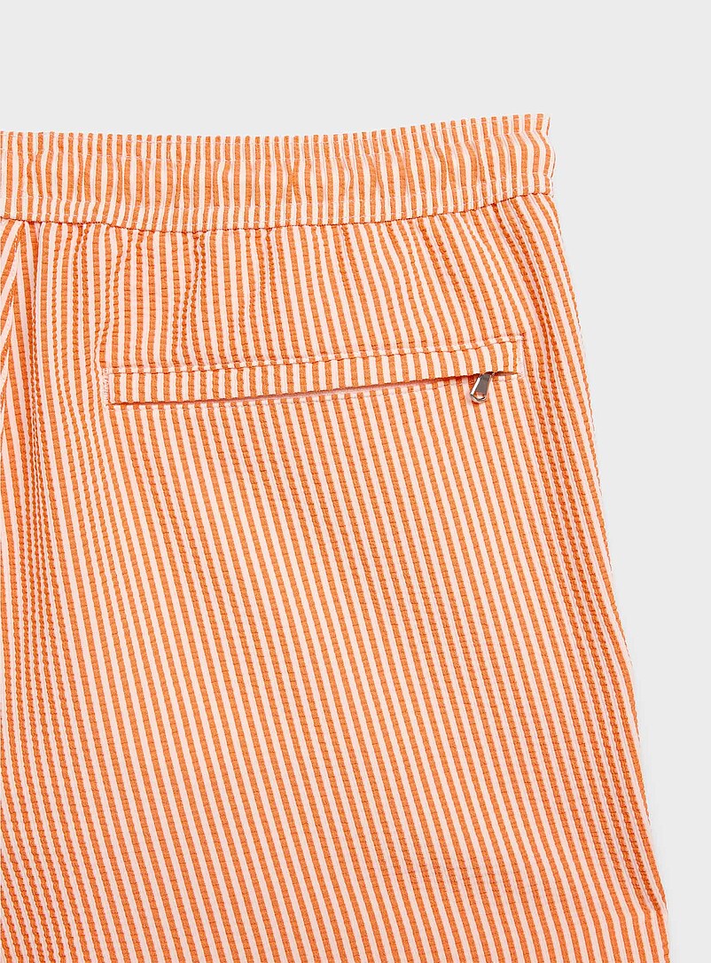 Simons: Le maillot short rayures seersucker Orange pour homme