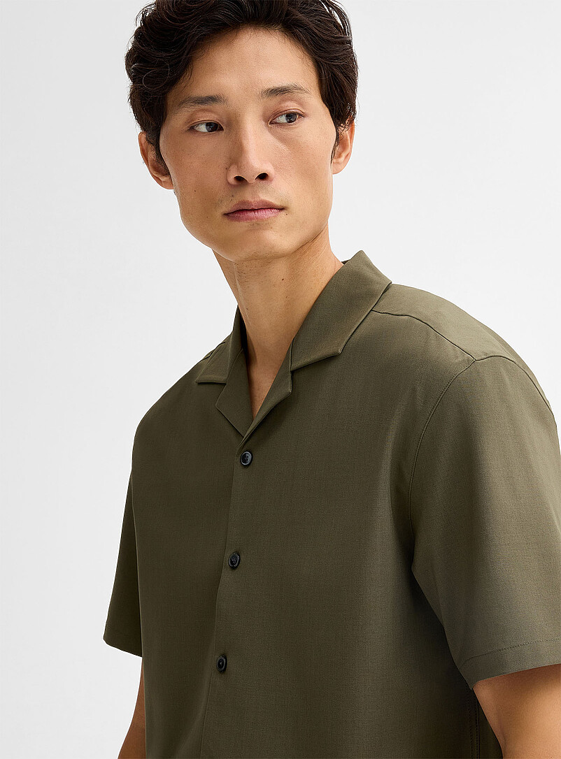 Le 31: La chemise col ouvert moderne <b>Coupe confort</b> Vert fonc&eacute; - Mousse pour homme