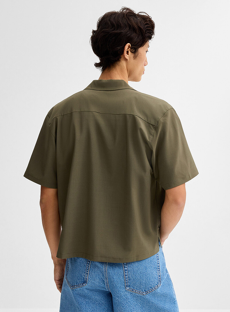 Le 31: La chemise col ouvert moderne <b>Coupe confort</b> Vert fonc&eacute; - Mousse pour homme