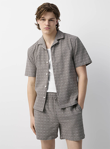 La chemise cabana textur&eacute;e motif losanges