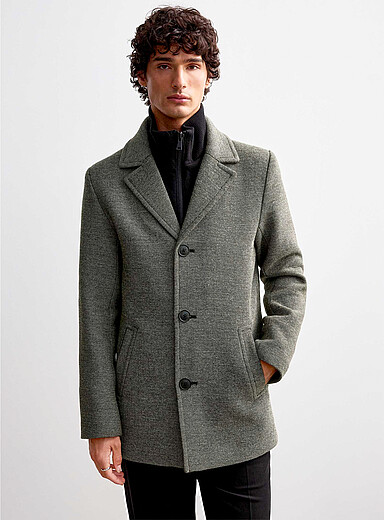 Removable felted bib Donegal cropped coat