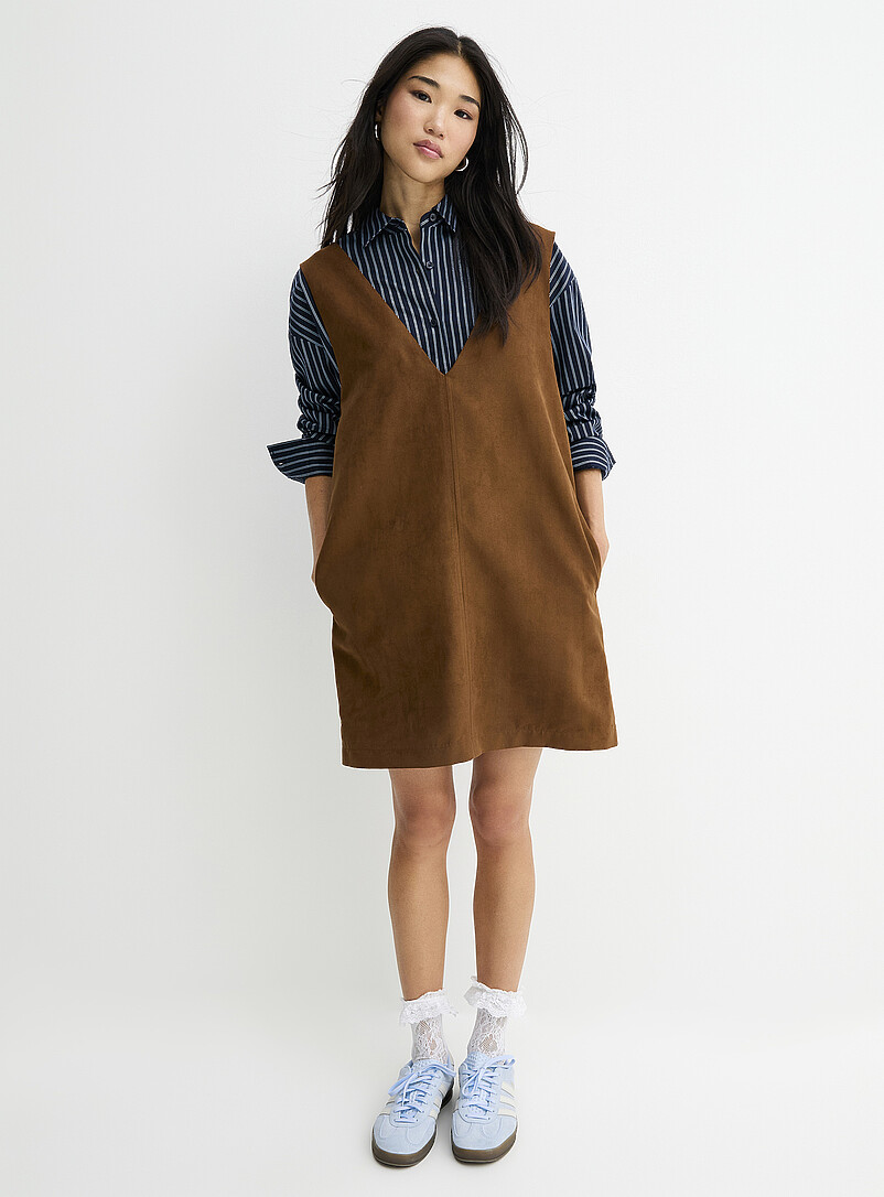 chinese dress ladies Fit and Flare Long Sleeve Suede Mini Dress  bebe