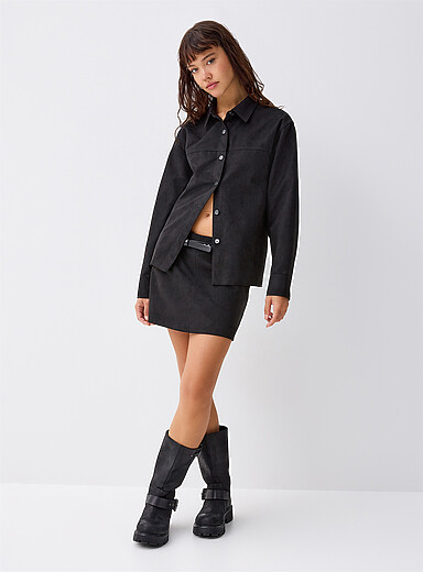 Twik Black Faux-suede miniskirt for women
