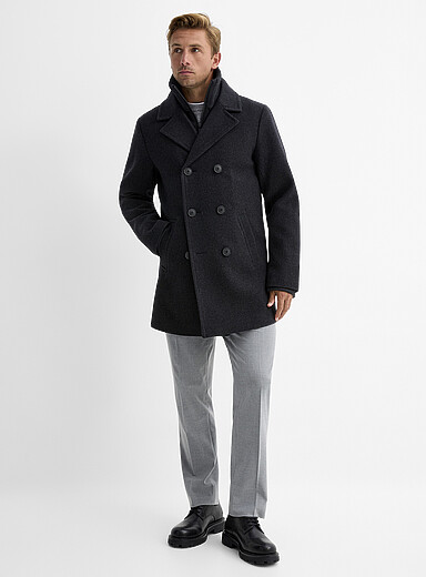 Removable felted bib peacoat