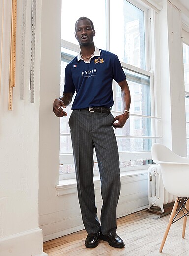 Pinstripe pant <b>Paris fit - Relaxed high rise</b>