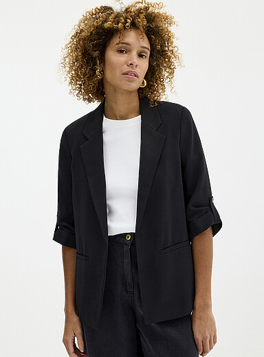 Lightweight crepe open casual jacket