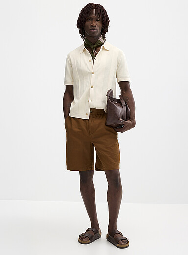 Cotton-linen Bermudas <b>Inseam: 9" (23 cm)</b>