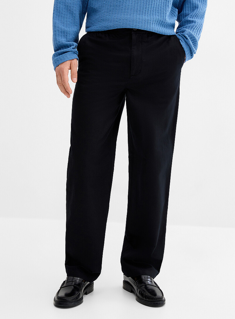 Le 31: Le pantalon coton et lin <b>Coupe New York - Droite</b> Bleu marine - Bleu nuit pour homme
