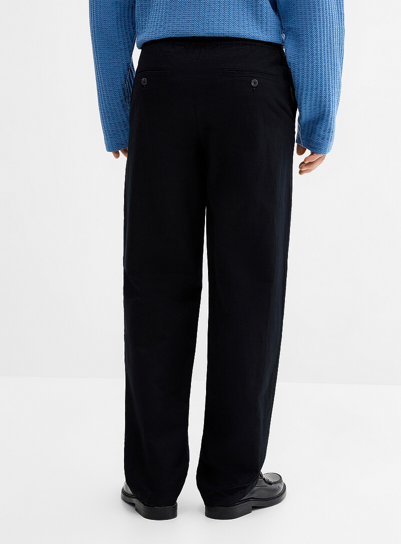 Le 31: Le pantalon coton et lin <b>Coupe New York - Droite</b> Bleu marine - Bleu nuit pour homme